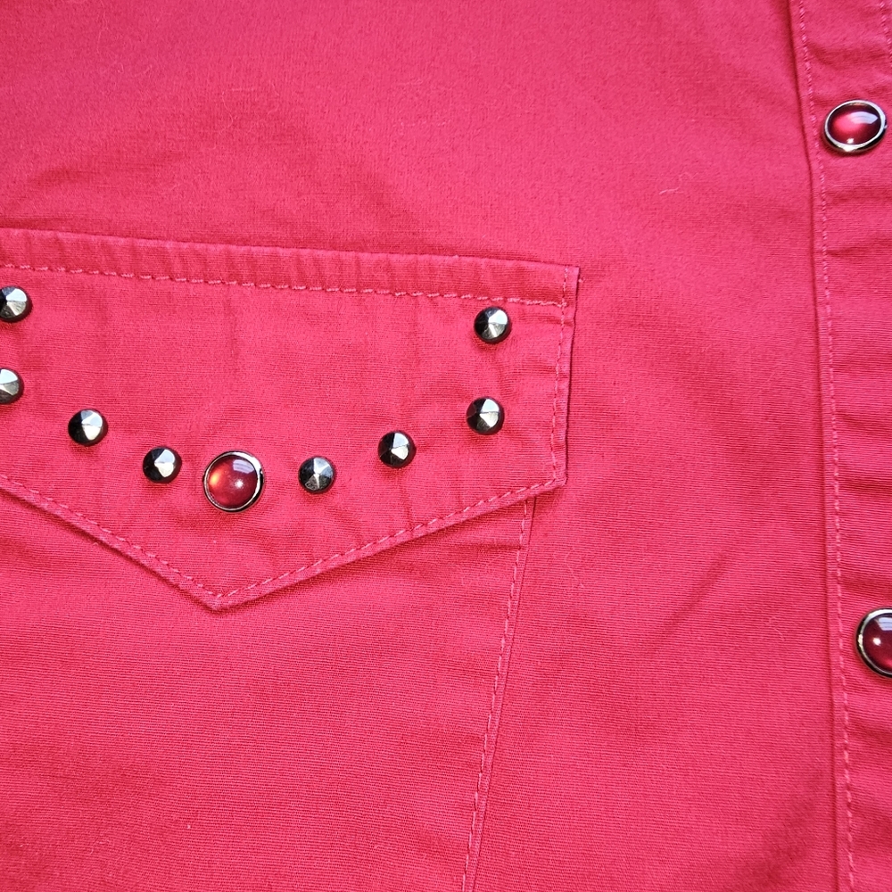 Harley Davidson Cycle Queen Red Snap Button Shirt Large - Picture 9 of 14